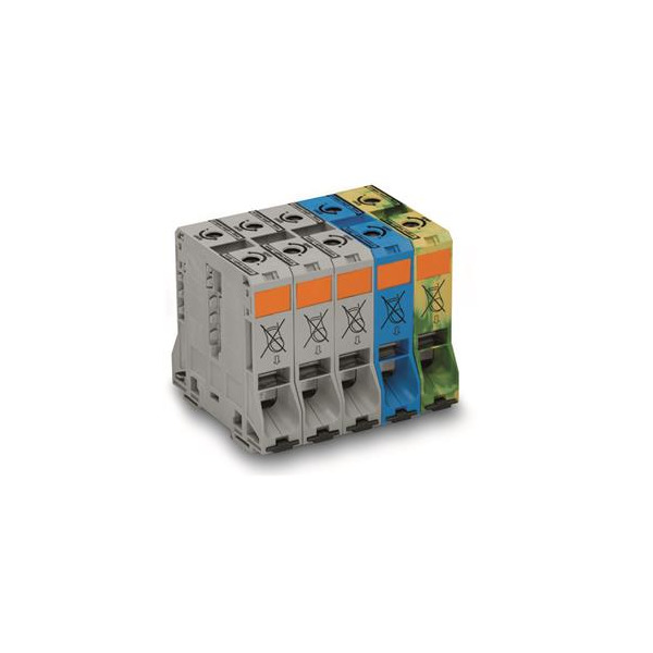 Wago 285-199 Drehstromset mit Hochstromklemmen 95mm² nur auf Tragschiene 35 - 15 grau/blau/gr-ge