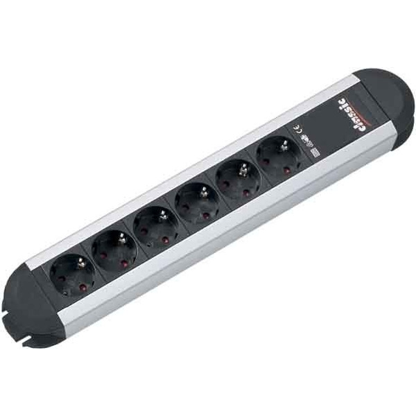 Bachmann 331.010 Steckdosenleiste 6-fach 6x Schutzkontakt schwarz ohne Schalter