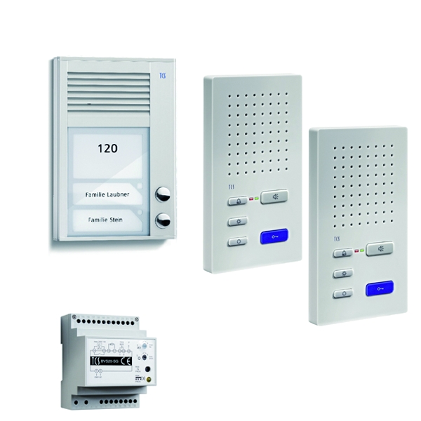 TCS PSC2220-0000 audio:pack AP für 2 Wohneinheiten mit Außenstation PAK 2 Klingeltasten + 2x Freisprecher ISW3130 + Steuergerät BVS20