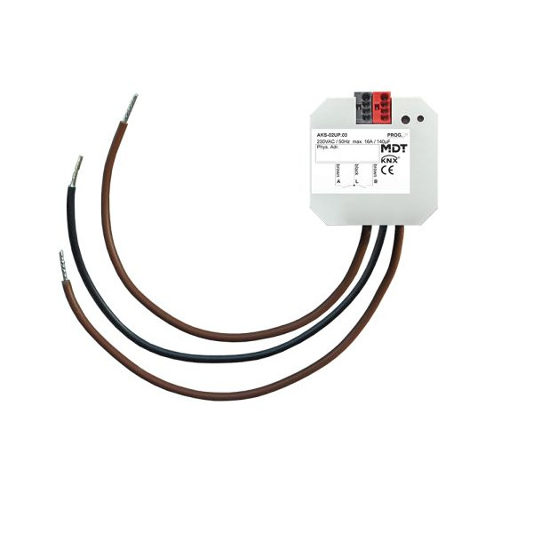 MDT AKS-02UP.03 KNX Schaltaktor 2-fach UP 16 A 230 V AC C-Last Standard 140 µF