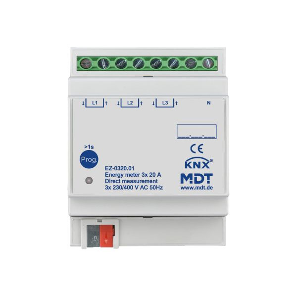 MDT EZ-0320.01 KNX Energiezähler 3-fach 20 A Direktmessung 4TE REG 230/400 V AC