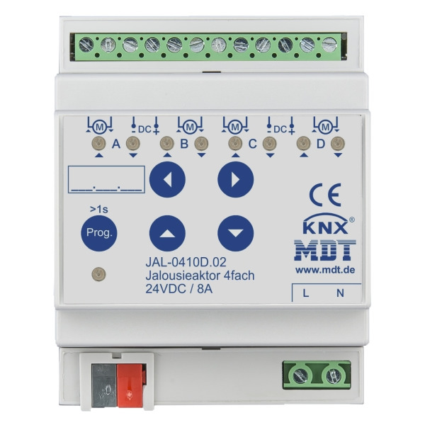 MDT JAL-0410D.02 KNX Jalousieaktor 4-fach 4TE REG 8 A 24 V DC