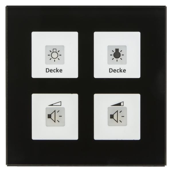 MDT RF-GTT4S.01 KNX KNX RF+ Funk Glastaster Plus 4-fach mit Aktor Schwarz