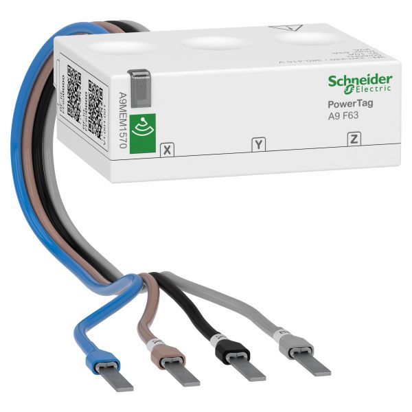 Schneider A9MEM1570 Energiezähler, PowerTag Flex 63A 3P+N, Funk, Position oben und unten, Genauigkeitsklasse 1