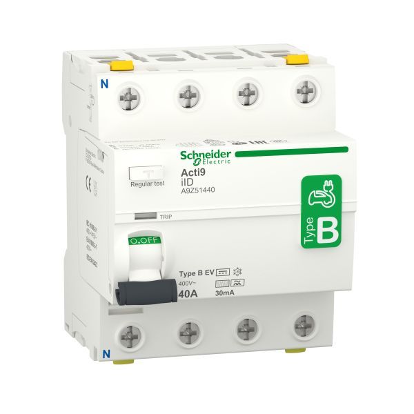 Schneider A9Z51440 Fehlerstrom-Schutzschalter Elektroladestation iID, 4P, 40A, Typ B-EV, 30mA