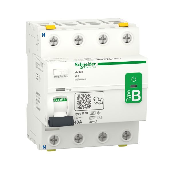 Schneider A9Z61440 Fehlerstrom-Schutzschalter (FI) Allstromsensitiv Acti9-iID, 4-polig, 40A, 30mA, Typ B-SI