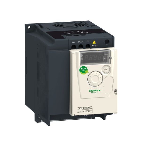 Schneider ATV12HU15M2 Frequenzumrichter ATV12, 1,5kW, 2HP, 200-240V, 1-ph., m. Kühlkörper