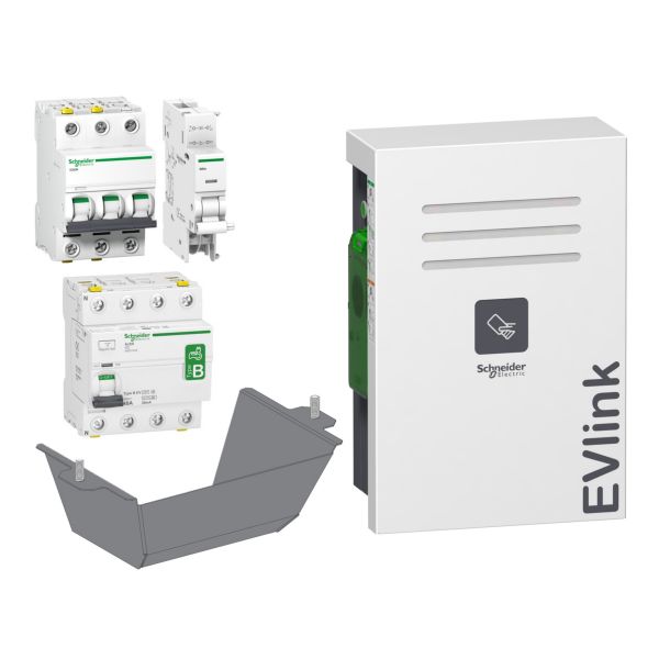 Schneider Electric KITEVW2BASIC EVlink Bundle P2-Wand 2 x 22kW Typ 2 Steckdose-Schutzkomponenten