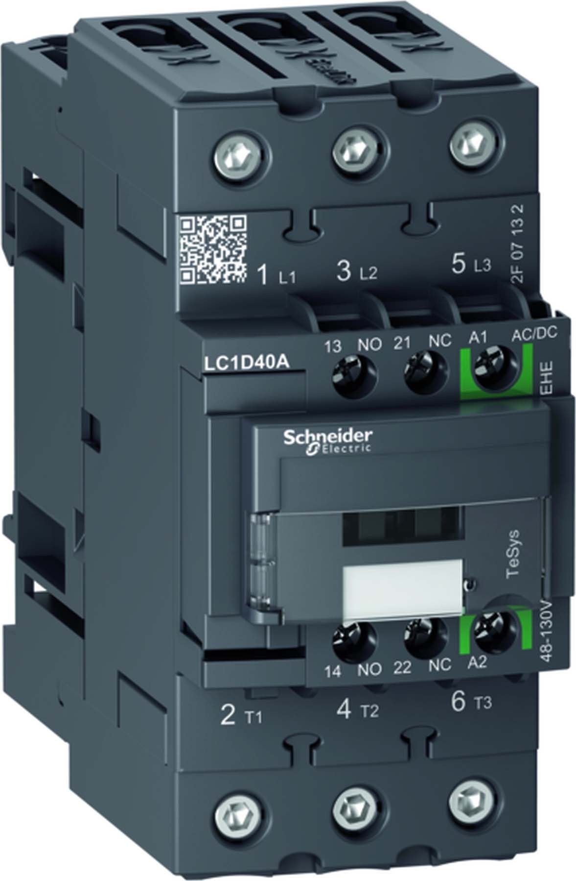 Schneider LC1D40AEHE Leistungsschütz LC1D 3p, +1S+1Ö, 18.5 kW, 40 A, 400 V AC3, Spule 48-130 V AC/DC