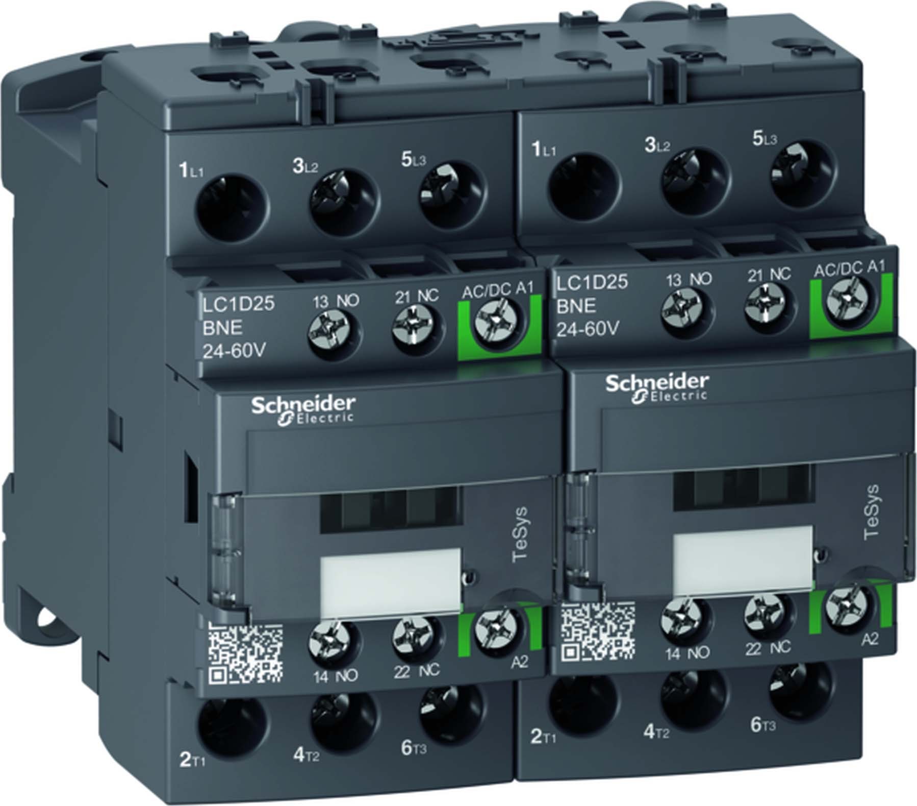 Schneider LC2D32BNE Wendeschützkombination, 3p+1S+1Ö, 15kW/400V/AC3, 32A, Spule 24 - 60V AC/DC