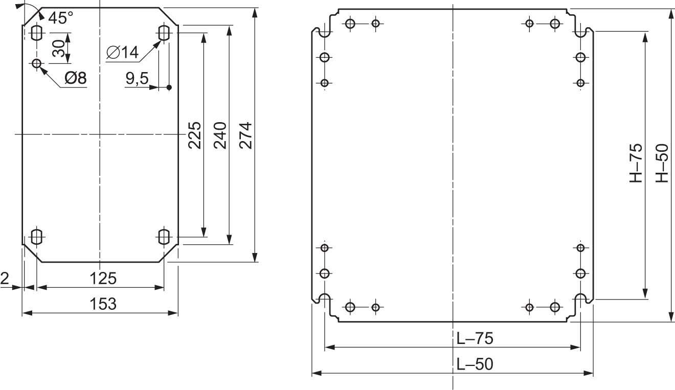 Schneider NSYMM43 Einfache Montageplatte H400xB300mm aus verzinktem Stahl