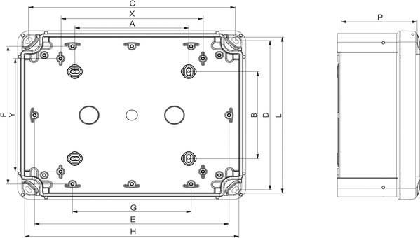 Schneider NSYTBS292416H PanelSeT TBS - ABS-Gehäuse mit undurchs. Abdeckung H60, H291xB241xT168mm, Schutzart IP66, IK07, RAL 7035