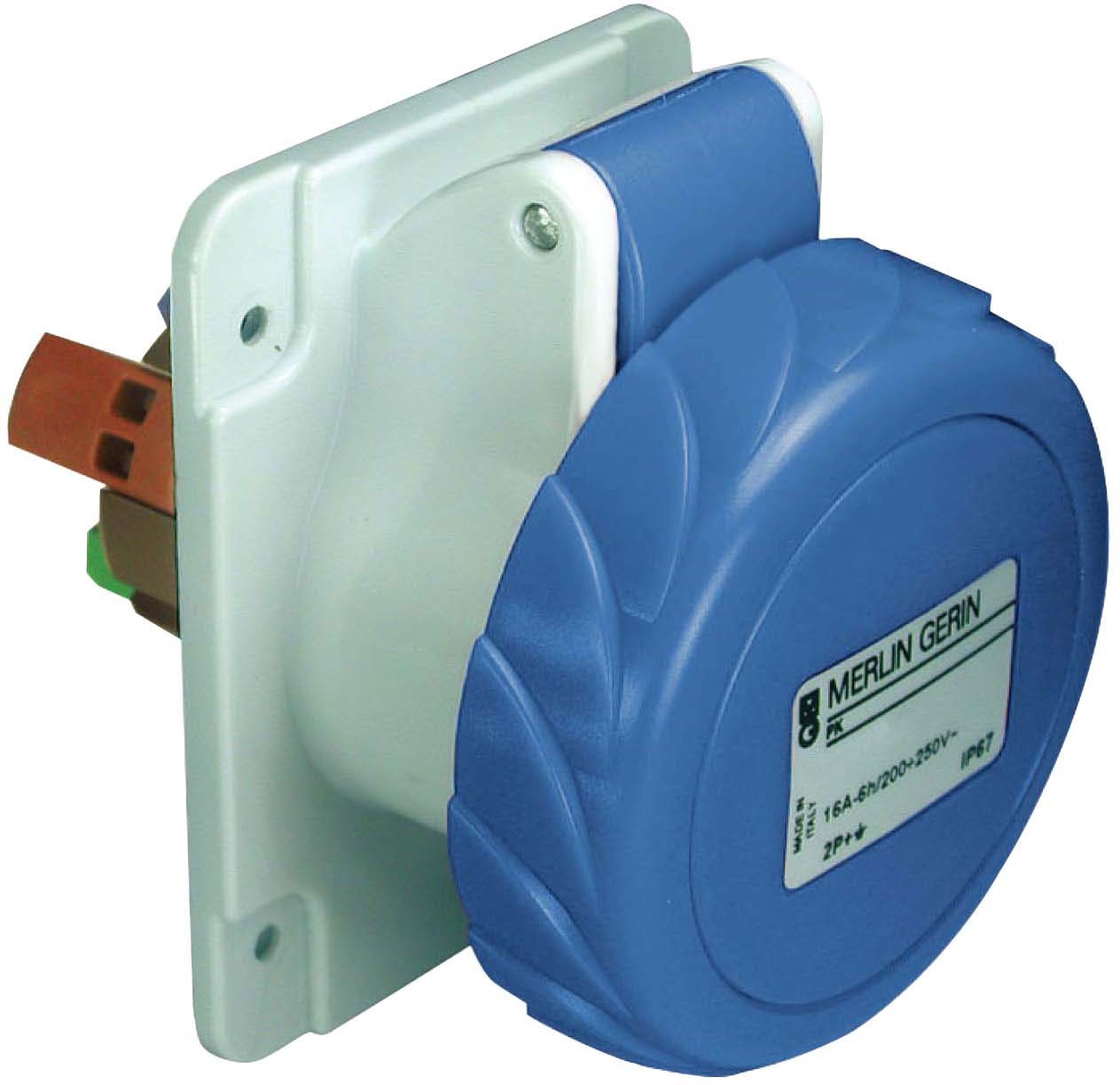 Schneider PKY16G723 CEE Anbausteckdosen Schneidklemmen, 16A, 2p+E, 200-250 V AC