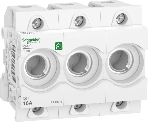 Schneider R9J01316 Neozed Sicherungssockel D01, 3P, 16A, 400V, DIN-Schiene