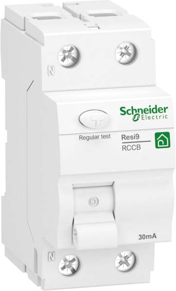 Schneider R9R42225 Fehlerstrom-Schutzschalter Resi9, 2P, 25A, 30mA, Typ F