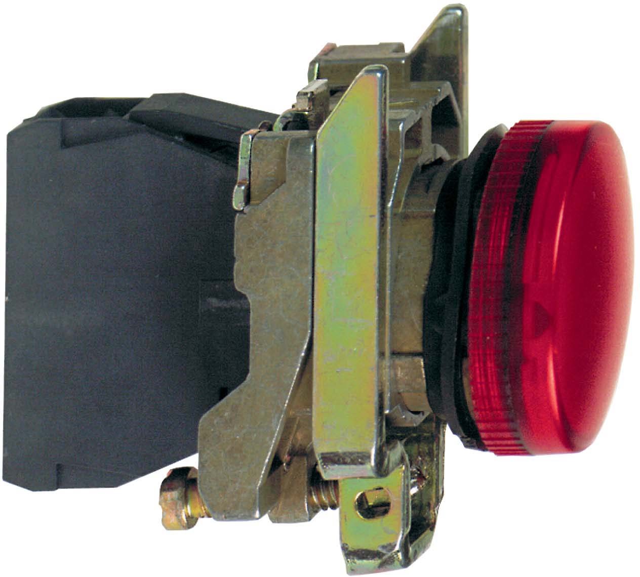 Schneider XB4BVB4 Leuchtmelder, Harmony XB4, Metall, 22mm, rot, universelle LED, glatte Kalotte, Schraubklemme, 24V ACDC