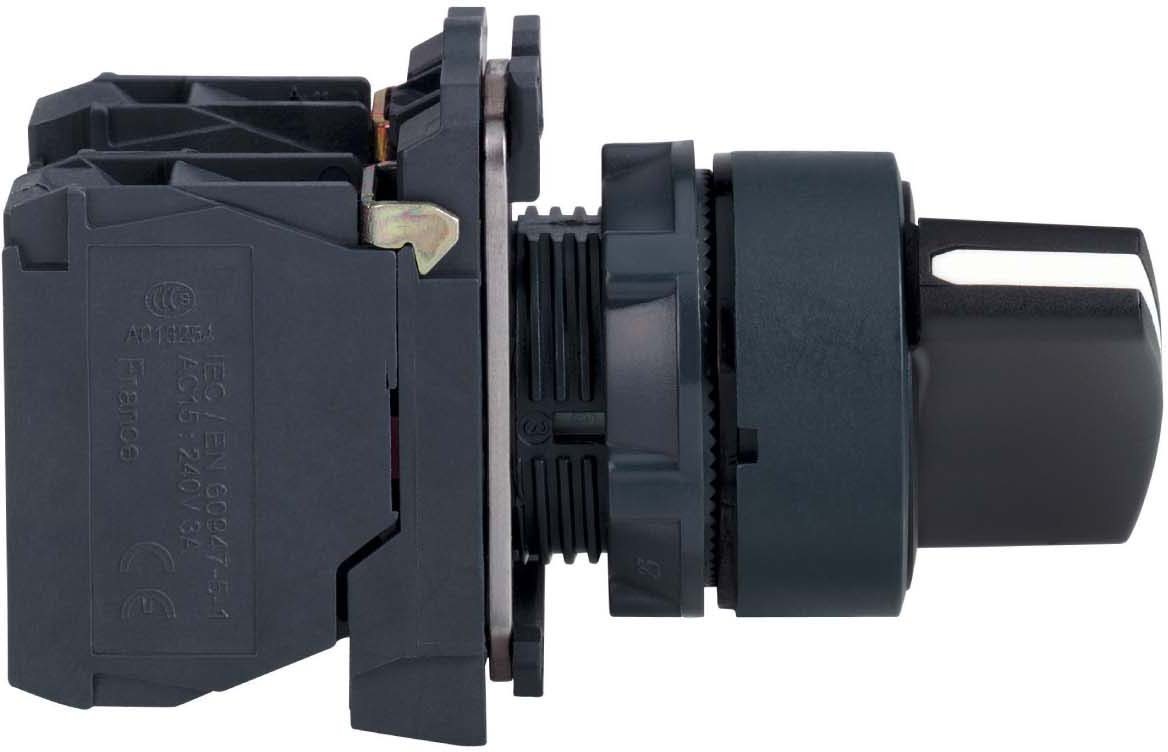 Schneider XB5AD21 Wahlschalter, Harmony XB5, Kunststoff, schwarz, 2 Stellungen, 22mm, rastend, 1S
