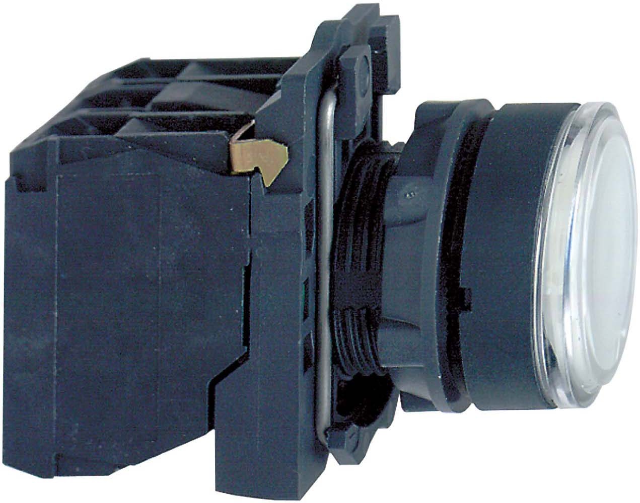Schneider XB5AW31B5 Leuchtdrucktaster, Harmony XB5, Kunststoff, weiß, 22mm, universelle LED, glatte Kalotte, 1S + 1Ö, 24V ACDC