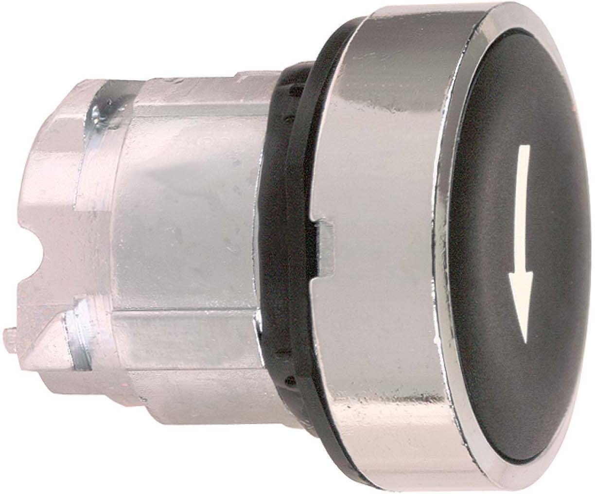 Schneider ZB4BA335 Drucktaster, Frontelement, Harmony XB4, Metall, 22mm, schwarz, beschriftet Pfeil unten, tastend