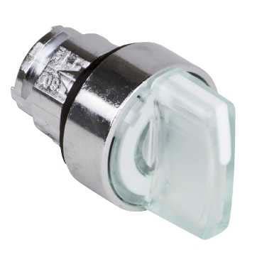 Schneider ZB4BK1313 Leuchtwahlschalter, Frontelement, Harmony XB4, Metall, 22mm, weiß, für universelle LED, 3 Stellungen, rastend