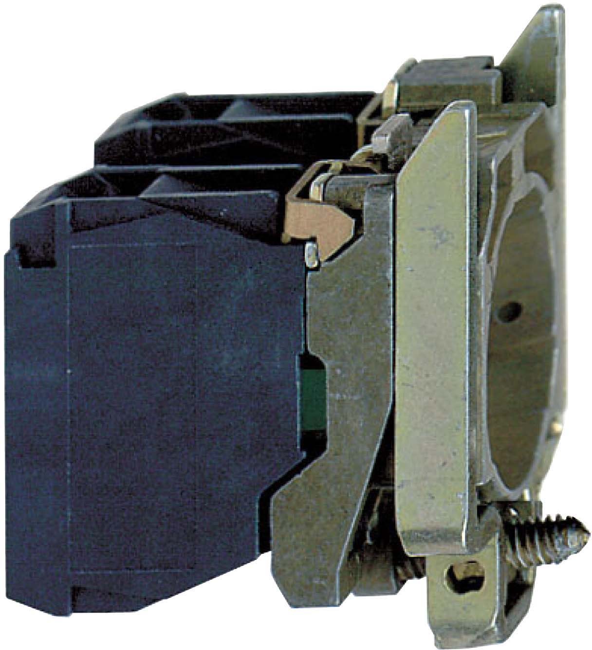 Schneider ZB4BZ106 Hilfsschalterblock mit Befestigungsflansch, Harmony XB4, Metall, 22mm, 30mm, 1S+1Ö, Schraubklemme