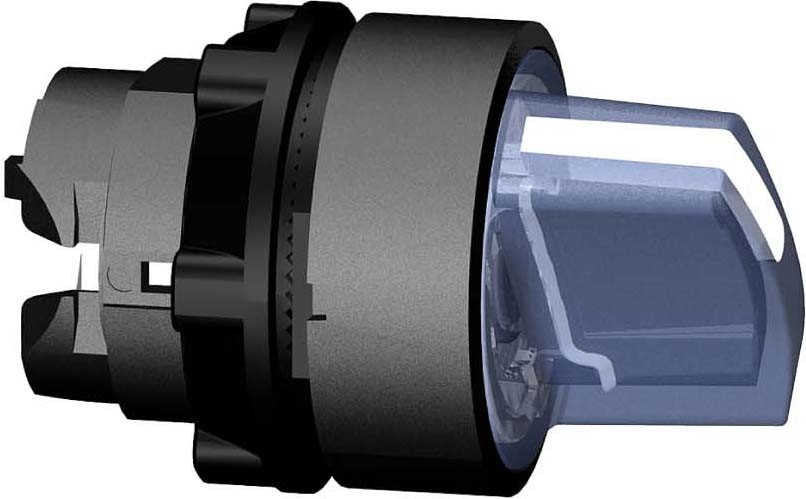Schneider ZB5AK1263 Leuchtwahlschalter, Frontelement, Harmony XB5, Kunststoff, 22mm blau, für universelle LED, 2 Stellungen, rastend