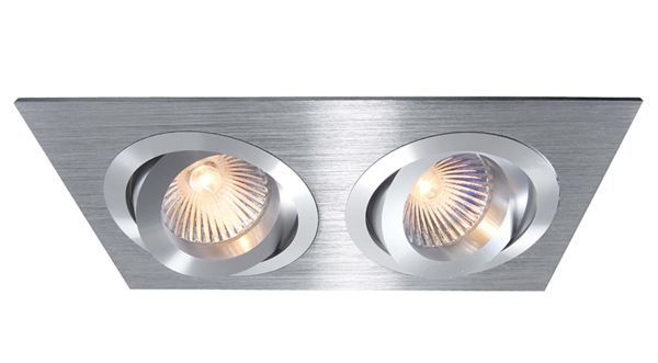 Deko-Light 111821 Einbaustrahler, Modula II Eckig, Tilt, 2x max 50 W MR16, Silber, Spannungskonsta