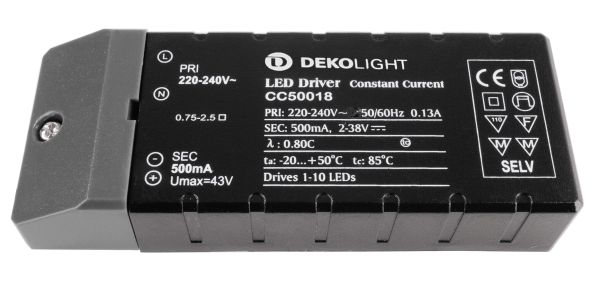 Deko-Light 180513 , Netzgerät (CC, DC), BASIC, CC, CC50018/18W, Stromkonstant, 1,0-18,0