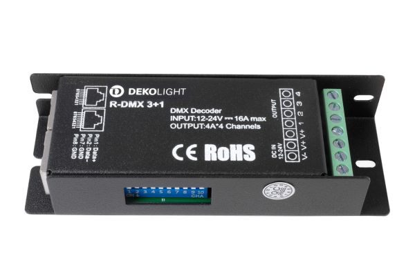 Deko-Light 843273 , Niedervolt DMX Dimmer (CV, DC), LED Dimmer R-DMX 3+1 Kanal / 12-24V,