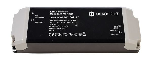Deko-Light 862127 , Netzgerät (CV, DC), BASIC, CV, Q8H-12-75W, Spannungskonstant, 75.0 W