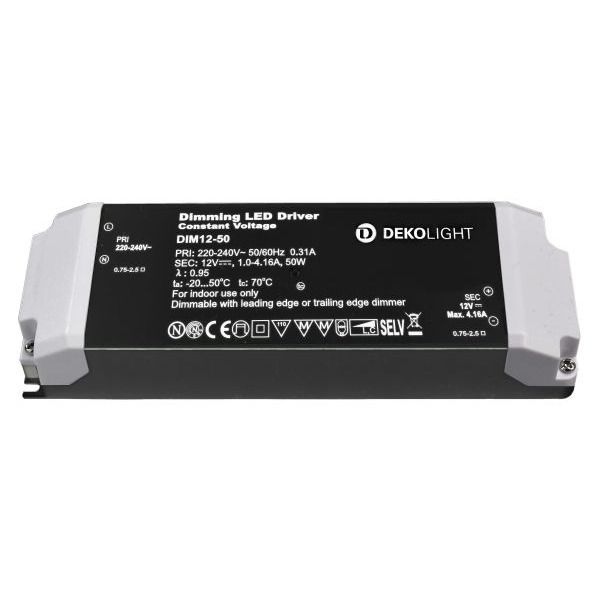 Deko-Light 862220 , Netzgerät (CV, DC) dimmbar, BASIC, DIM, CV 12V 12-50W, Spannungskons