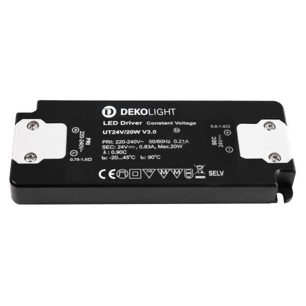 Deko-Light 862234 , Netzgerät (CV, DC), FLAT, CV, UT24V/20W, Spannungskonstant, 20.0 W,