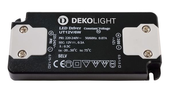 Deko-Light 872629 , Netzgerät (CV, DC), FLAT, CV, UT12V/6W, Spannungskonstant, 6.0 W, 22