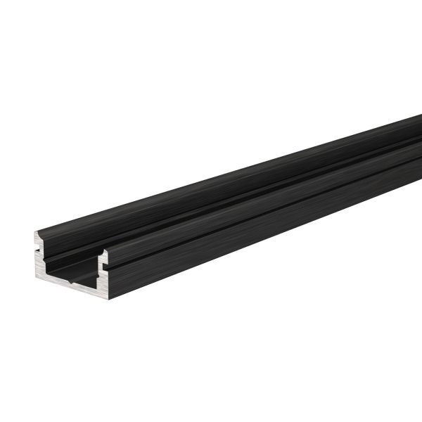 Deko-Light 970003 Profil, U-Profil flach AU-01-08, 2m, Schwarz, Aluminium, Matt, Eloxiert, Länge: