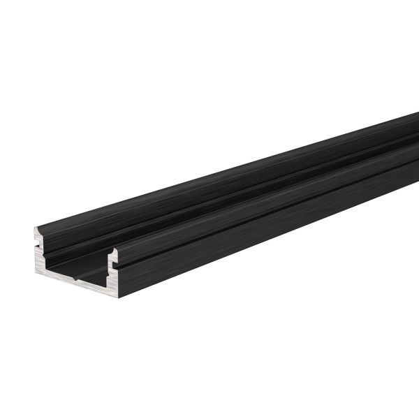 Deko-Light 970023 Profil, U-Profil flach AU-01-10, 2m, Schwarz, Aluminium, Matt, Eloxiert, Länge: