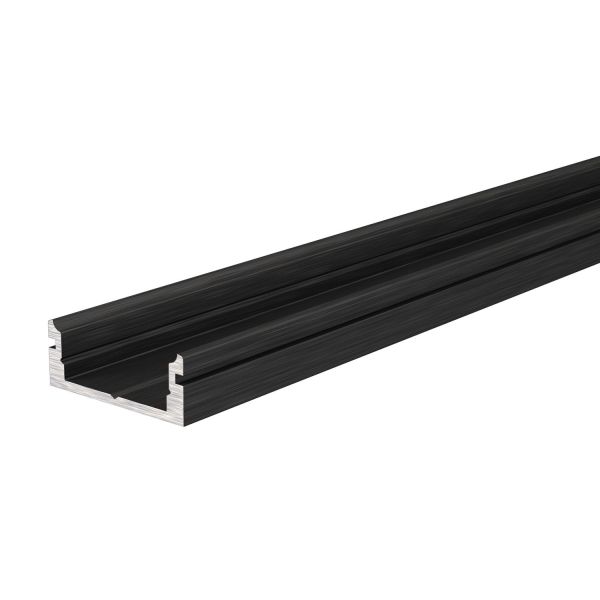 Deko-Light 970043 Profil, U-Profil flach AU-01-12, 2m, Schwarz, Aluminium, Matt, Eloxiert, Länge: