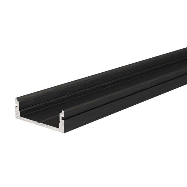 Deko-Light 970063 Profil, U-Profil flach AU-01-15, 2m, Schwarz, Aluminium, Matt, Eloxiert, Länge: