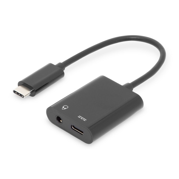Digitus AK-300400-002-S USB Type-C Adapter / Konverter Type-C auf USB Type-C + 3.5mm Klinke 0,2 Meter
