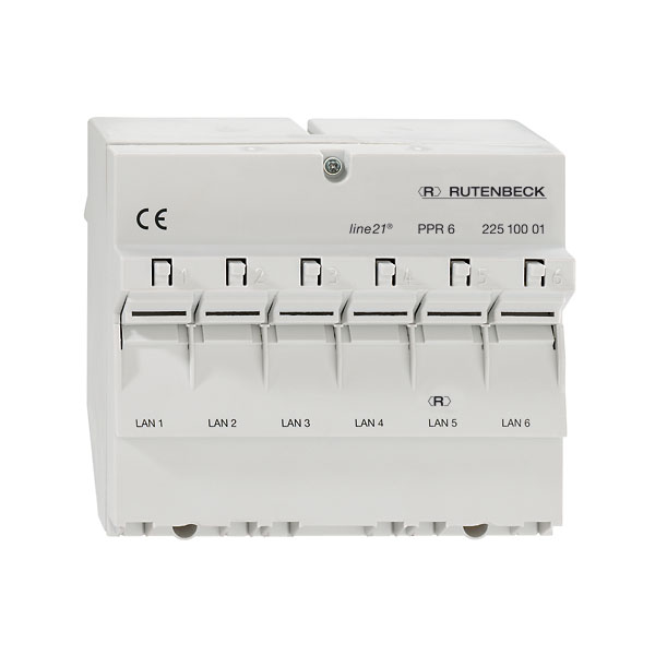 Rutenbeck 22510001 line21®-Patchpanel REG für bis zu 6 line21®-Linien für Anwendungen bis 100 Mbit/s lichtgrau (ähnlich RAL 7035)