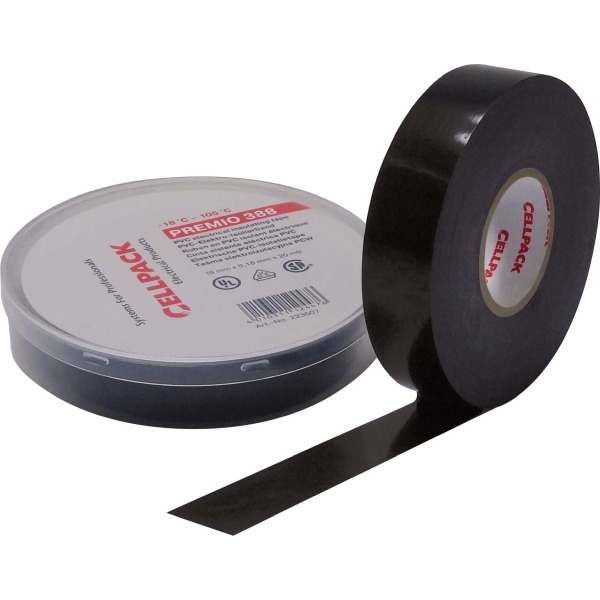 Cellpack 388 0.21-19-6 schwarz PVC-Allwetterband 0.21mmB:19mm6m, 10 Stück