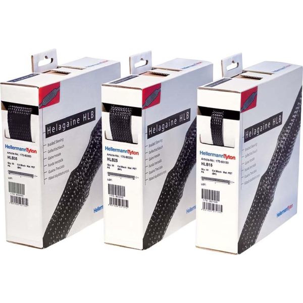 HellermannTyton HLB25 BK 10m Polyester-Geflechtschlauch schwarz 10 Meter