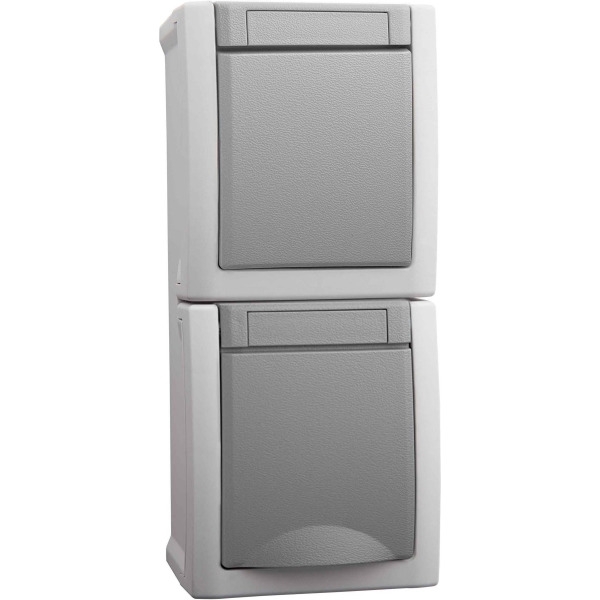 Panasonic 90591098-DE Steckdose/Wechselsch-Kombi senkr.FR-AP IP54 gr