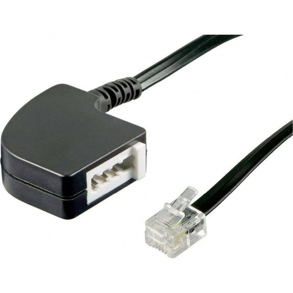 Goobay 68584 0, TAE Adapter F-RJ11/RJ14 0,2 Meter schwarz Buchse/Stecker