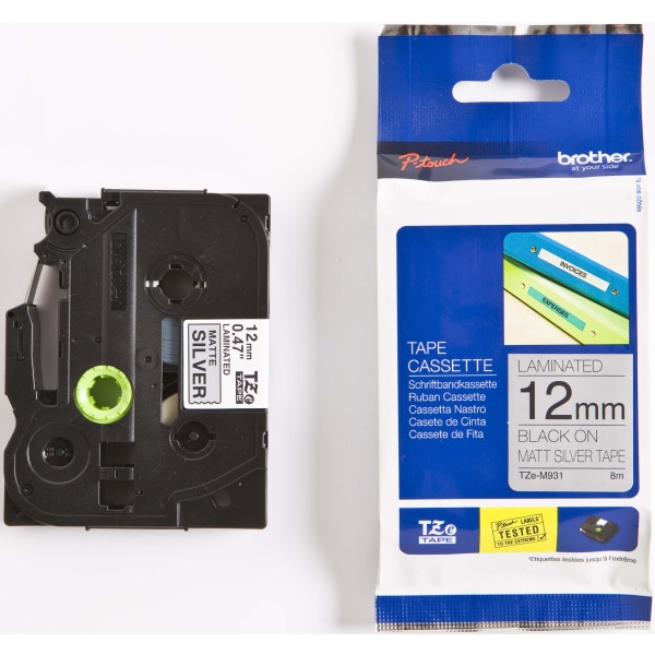 Brother TZe-M931 Schriftbandkassette silber./metallic schwarz