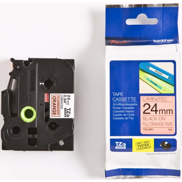Brother TZe-B51 Schriftbandkassette silbergn.orange schwarz